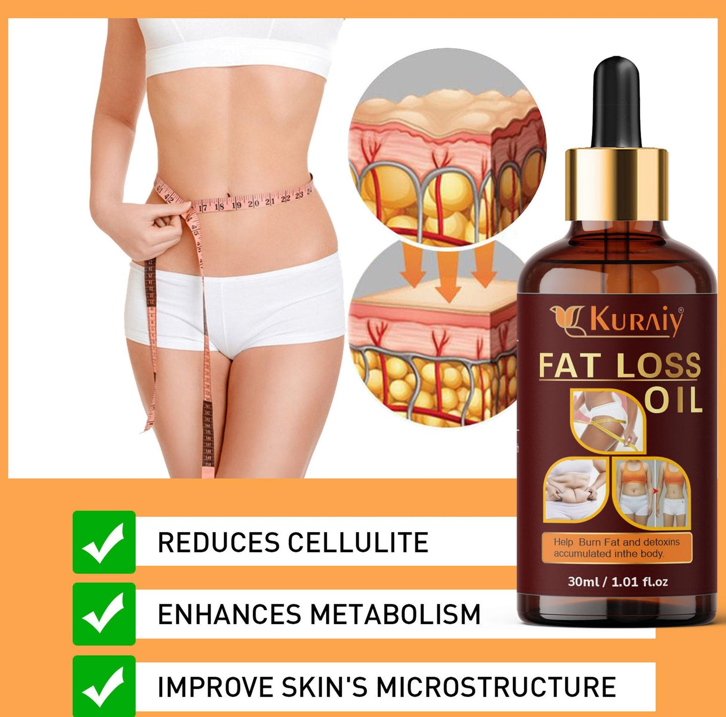 KURAIY Premium Slimming Oil,Fat Loss Oil,Weight Loss Oil