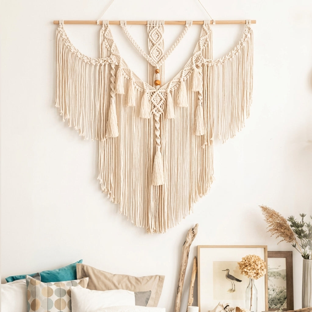 Large Boho Macrame Wall Hanging Tapestry with Tassels | Aesthetic Decor