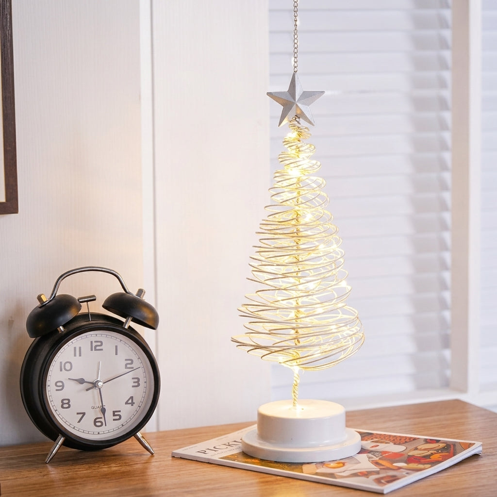 Modern Spiral LED Christmas Tree Night Light Festive Holiday Decor