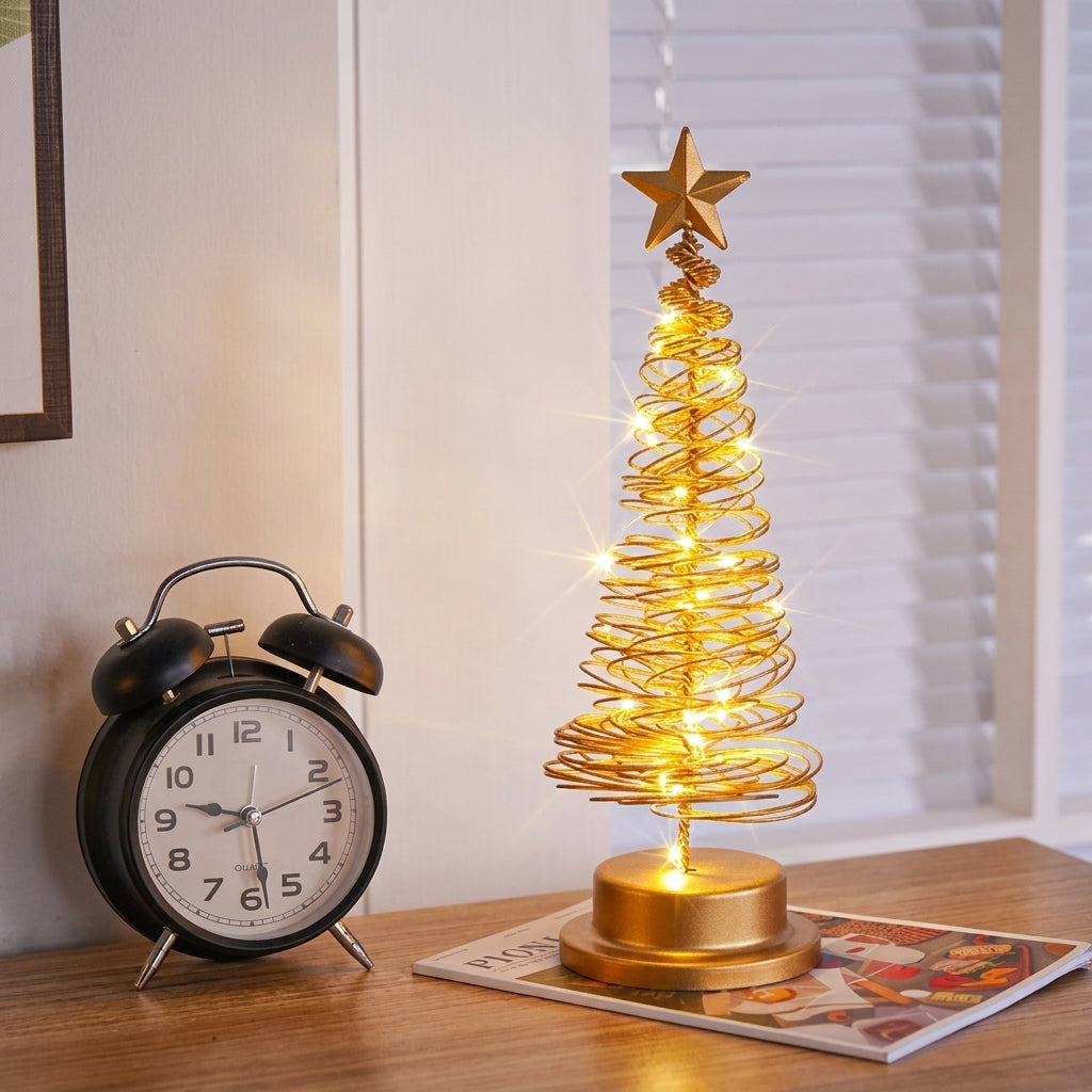 Modern Spiral LED Christmas Tree Night Light Festive Holiday Decor
