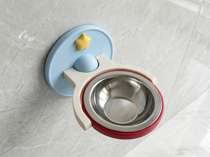 2-in-1 Elevated Cat Feeder Bowl  Wall Mount & Anti-Tip Stand