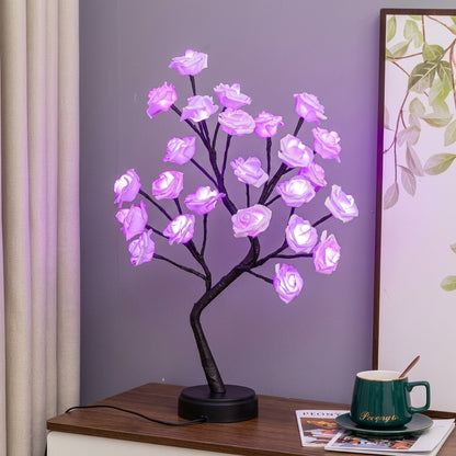 24 LED RGB Rose Flower Fairy Tree Lamp | Aesthetic Room Decor Night Light
