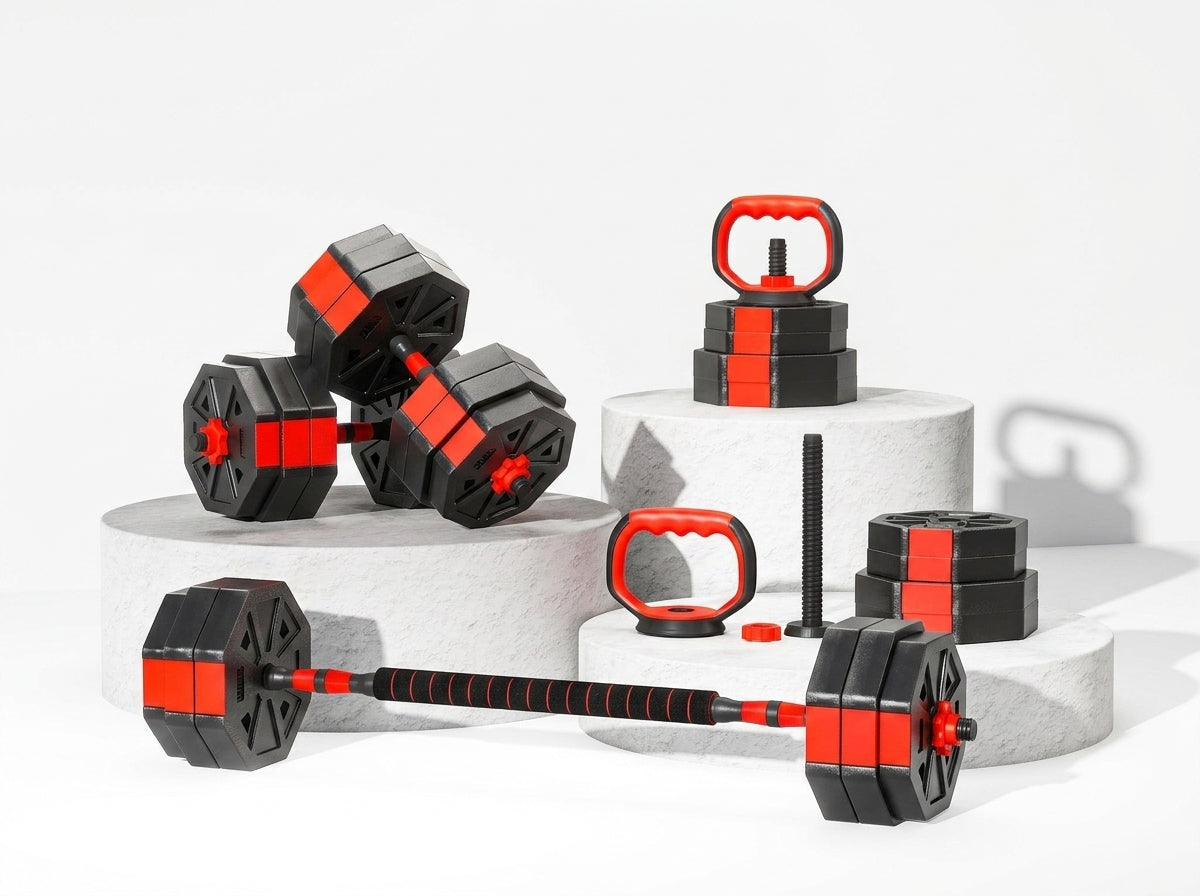 30kg 4-in-1 Adjustable Weight Set  Dumbbell, Barbell & Kettlebell