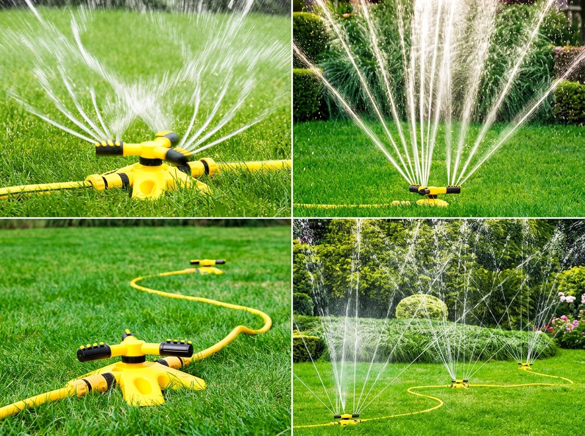 360° Rotating Automatic Lawn Sprinkler  2-Mode Garden Irrigation
