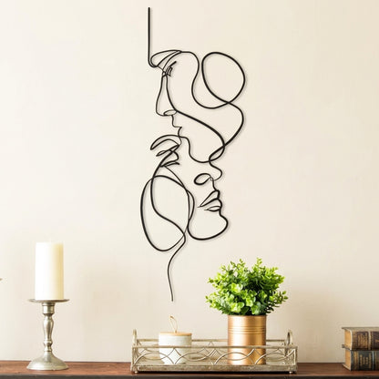 Abstract Minimalist Face Line Metal Wall Art | Modern Black Iron Decor