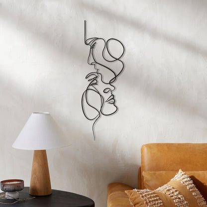 Abstract Minimalist Face Line Metal Wall Art | Modern Black Iron Decor