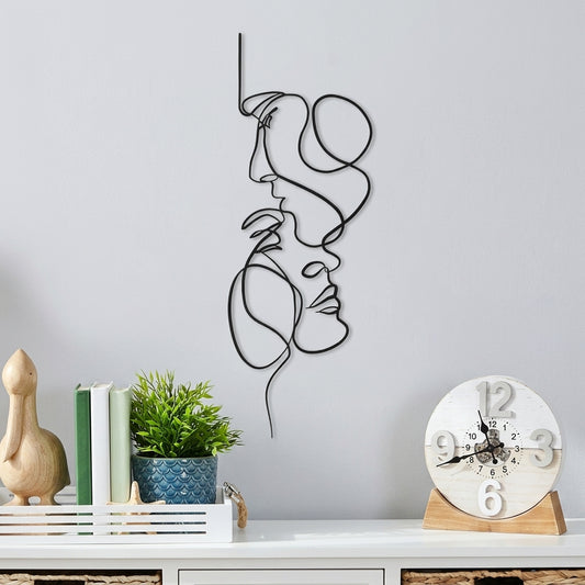 Abstract Minimalist Face Line Metal Wall Art | Modern Black Iron Decor