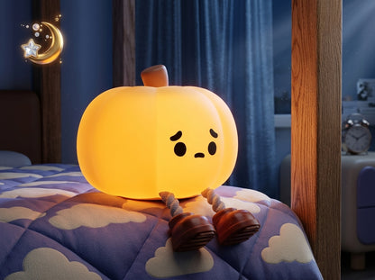 Cute Silicone Pumpkin Night Light | Rechargeable Touch Lamp Decor