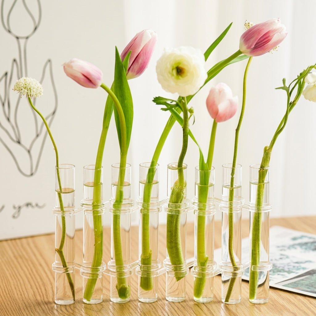 Flexible Hinged Glass Tube Flower Vase | Modern Plant Propagation Station