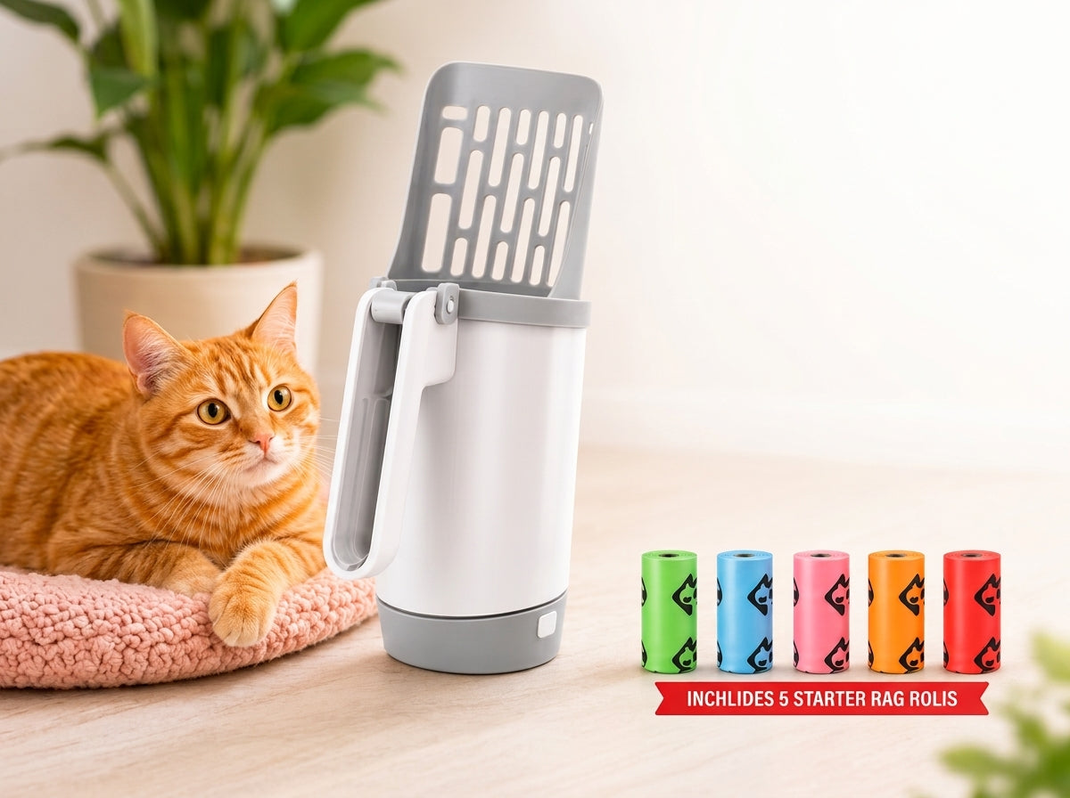 Integrated Cat Litter Scoop with Waste Bin & Refill Bags