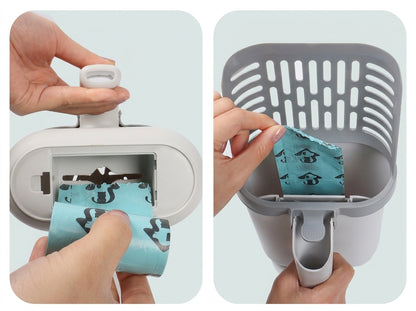 Integrated Cat Litter Scoop with Waste Bin & Refill Bags