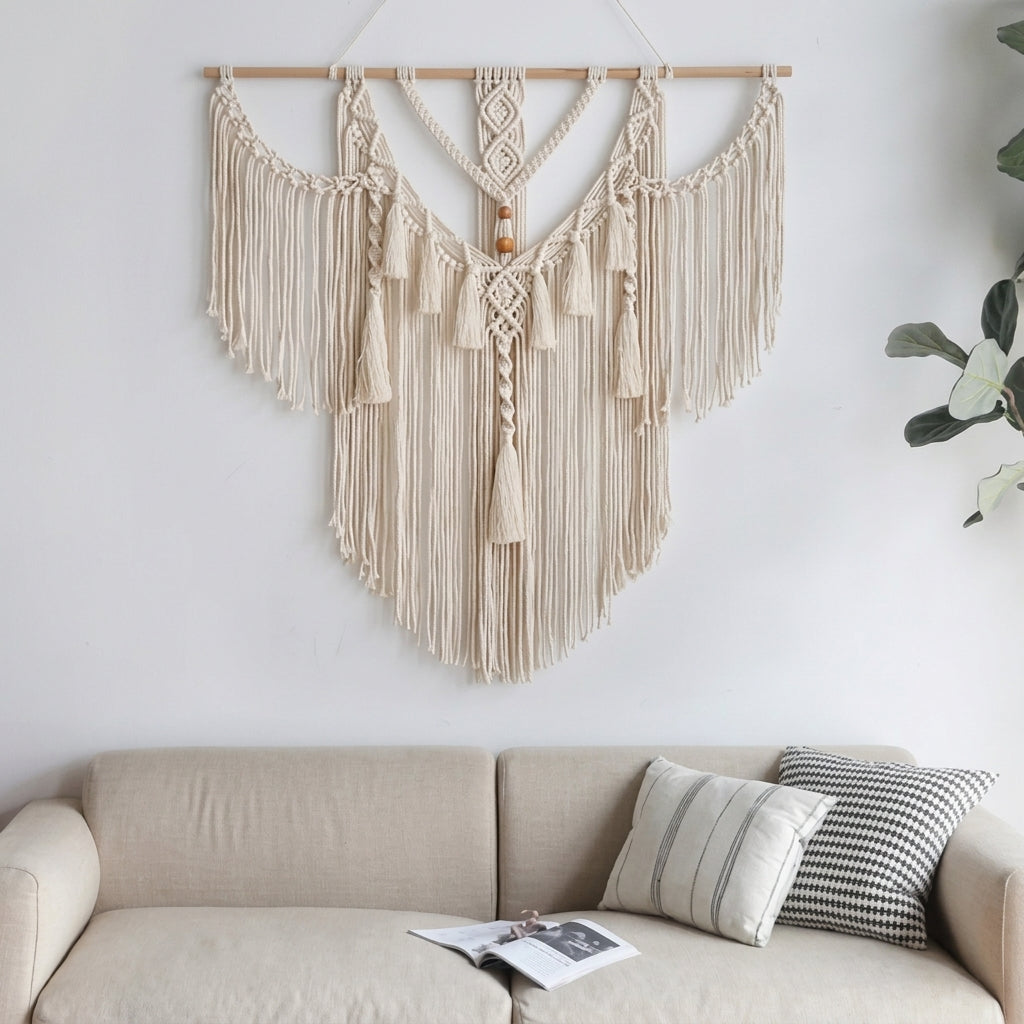 Large Boho Macrame Wall Hanging Tapestry with Tassels | Aesthetic Decor
