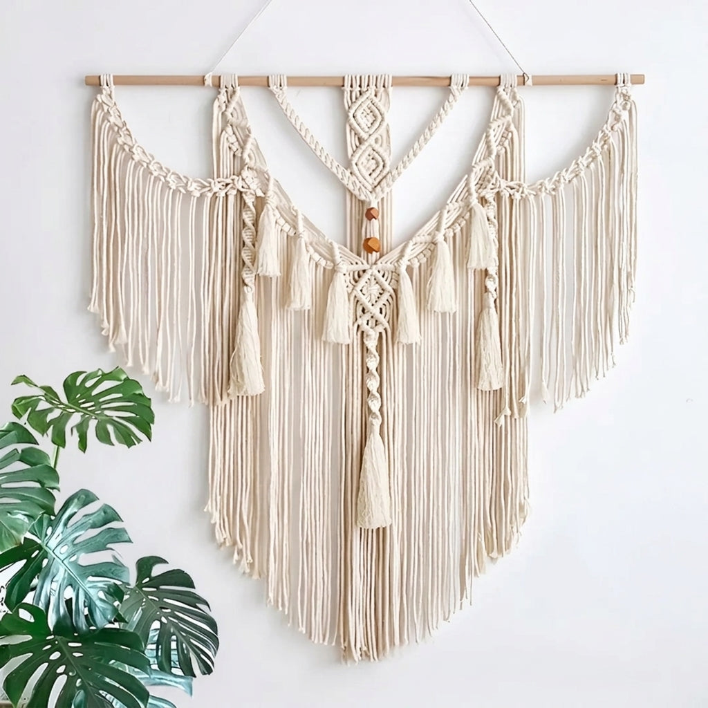 Large Boho Macrame Wall Hanging Tapestry with Tassels | Aesthetic Decor