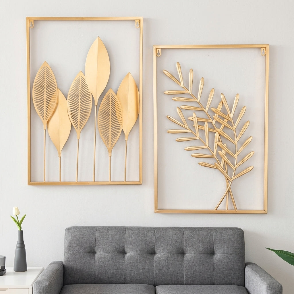 Luxury Golden Leaf Wall Decor | Elegant Modern Wall Art