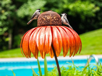 Metal Flower Bird Feeder  Decorative Outdoor Hummingbird Cage