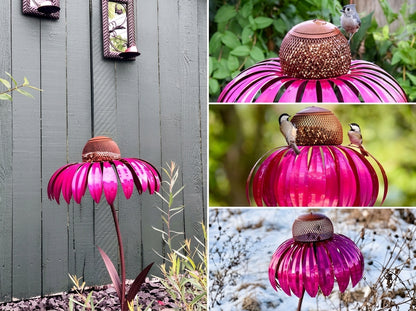 Metal Flower Bird Feeder  Decorative Outdoor Hummingbird Cage