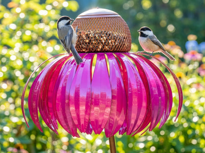 Metal Flower Bird Feeder  Decorative Outdoor Hummingbird Cage
