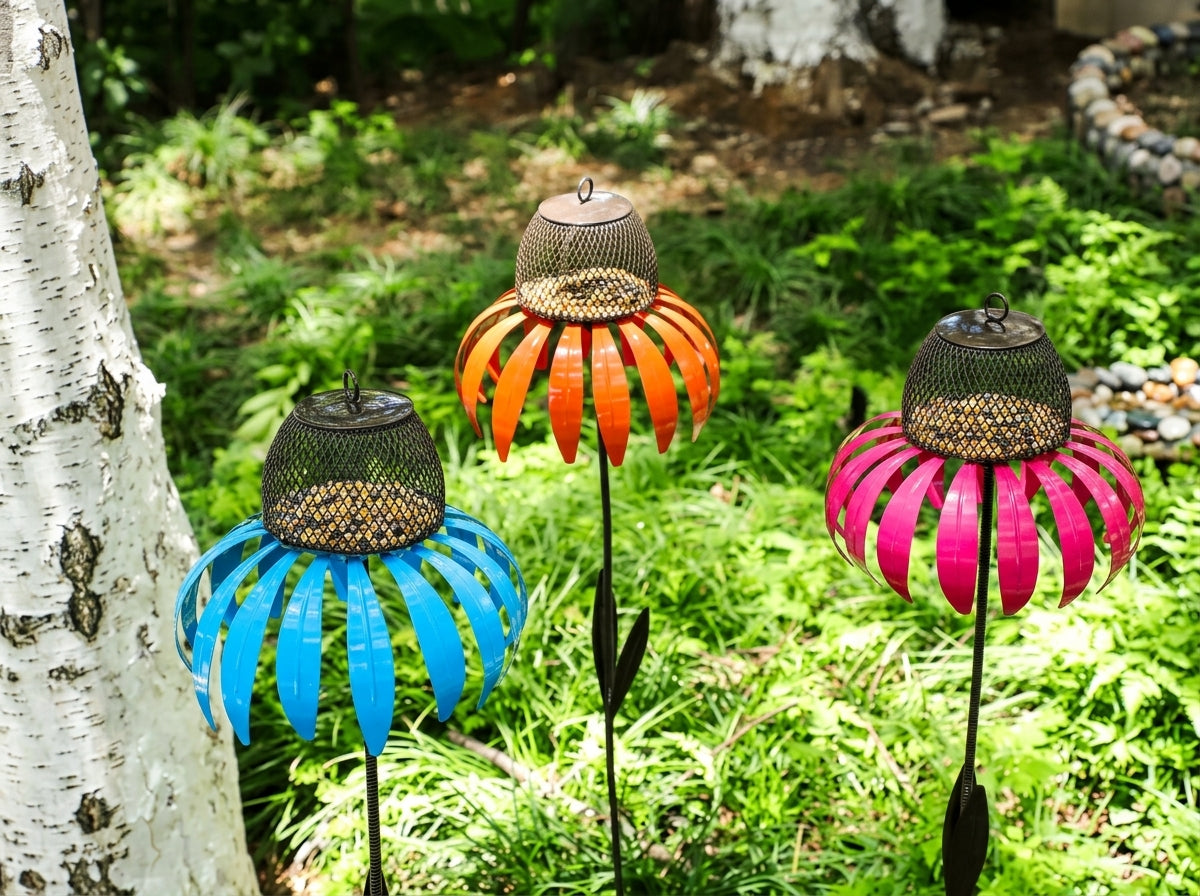 Metal Flower Bird Feeder  Decorative Outdoor Hummingbird Cage