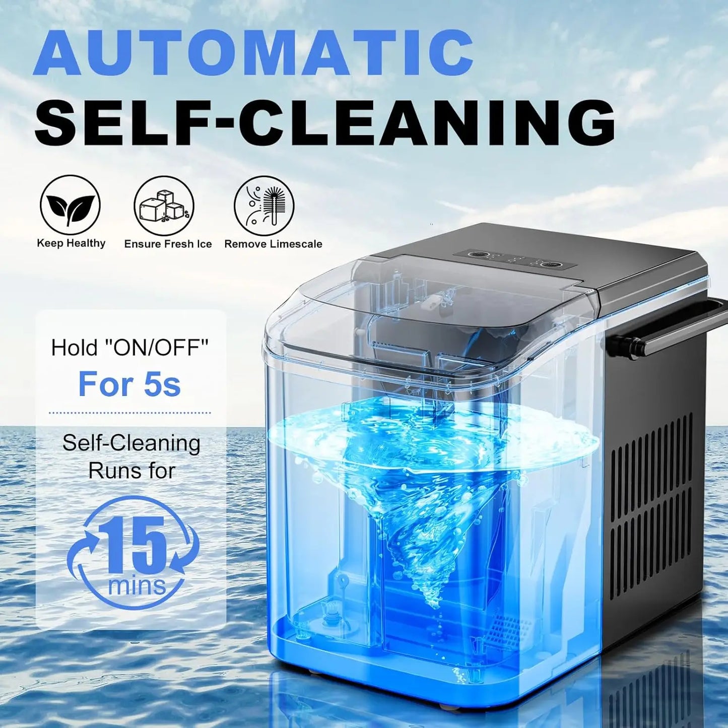 Portable Ice Maker Machine with Fast Ice Production & Auto-Clean Function for Home, RV & Camping 2
