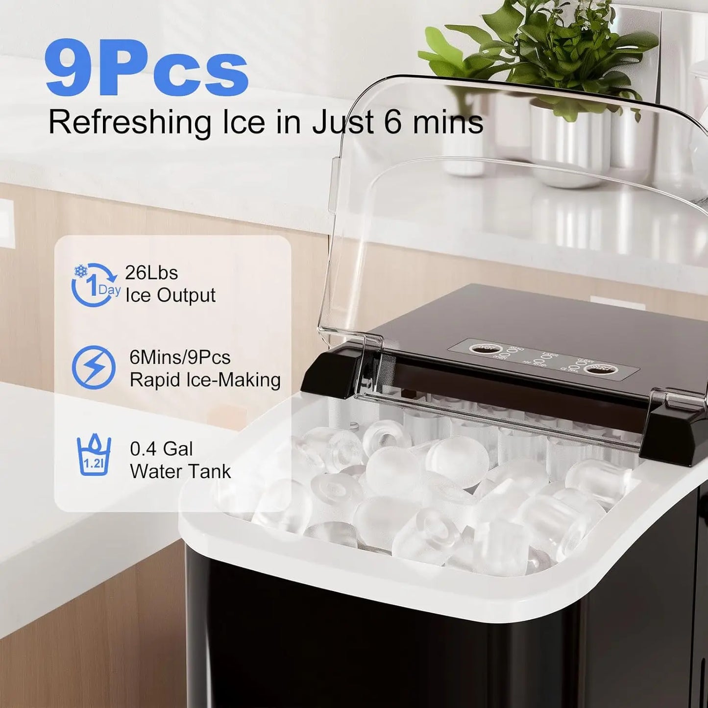Portable Ice Maker Machine with Fast Ice Production & Auto-Clean Function for Home, RV & Camping 3