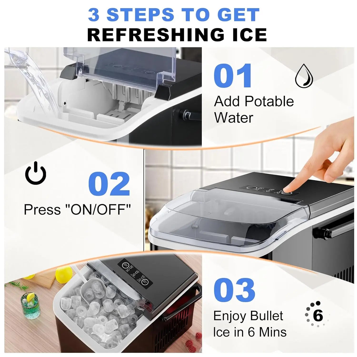 Portable Ice Maker Machine with Fast Ice Production & Auto-Clean Function for Home, RV & Camping 5