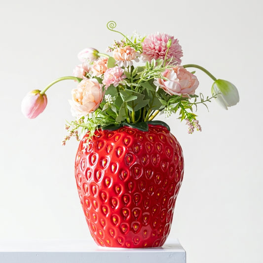 Quirky Strawberry Shaped Vase | Fun Maximalist & Cottagecore Decor