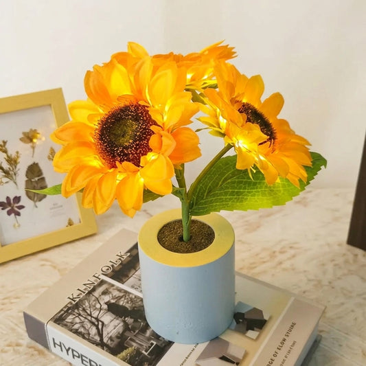 Rechargeable Sunflower LED Night Light | Aesthetic Floral Desk Lamp