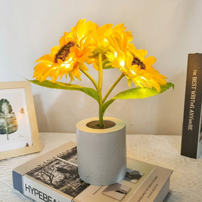 Rechargeable Sunflower LED Night Light | Aesthetic Floral Desk Lamp