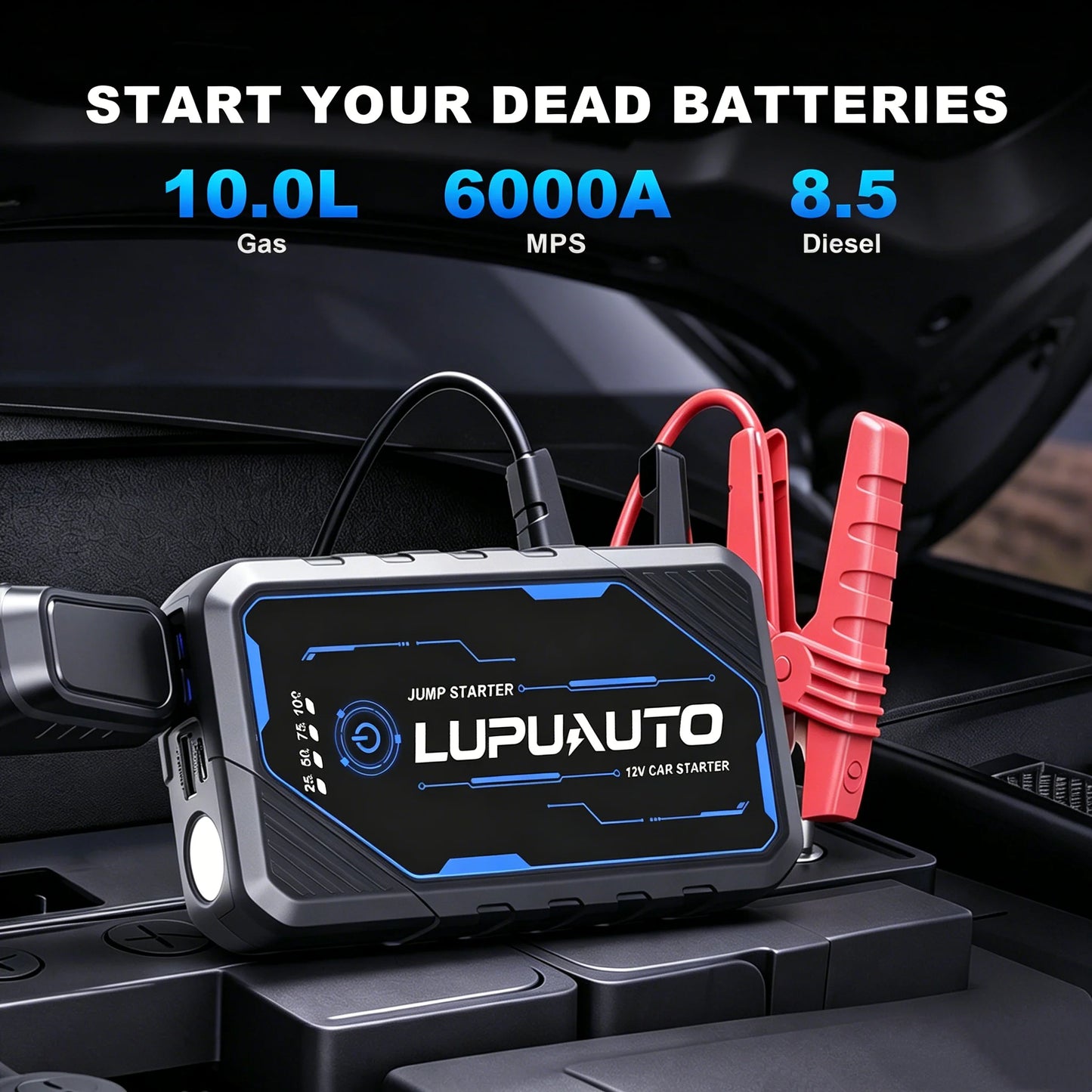 Ultimate Power Bank | Portable Jump Starter with Air Compressor & LED Light | Reliable Battery Booster for Petrol & Diesel Vehicles 1