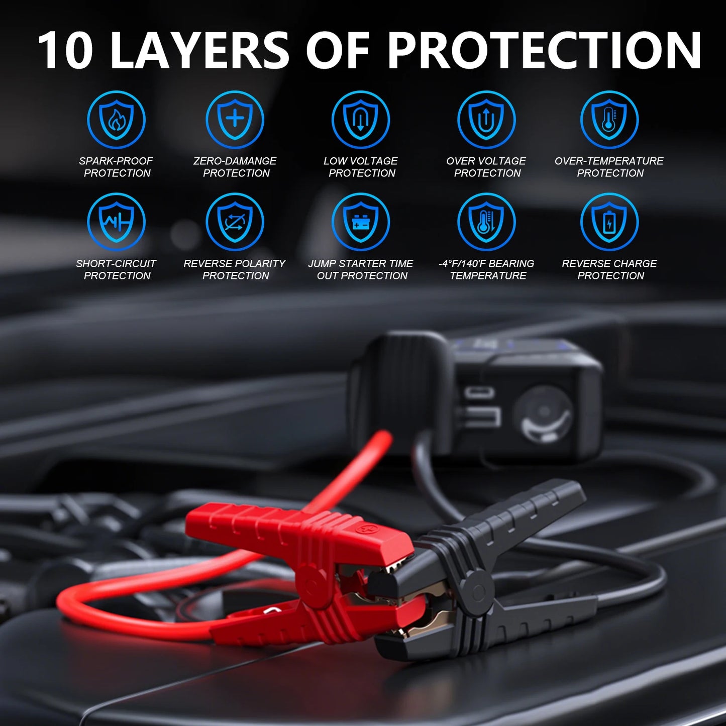 Ultimate Power Bank | Portable Jump Starter with Air Compressor & LED Light | Reliable Battery Booster for Petrol & Diesel Vehicles 4